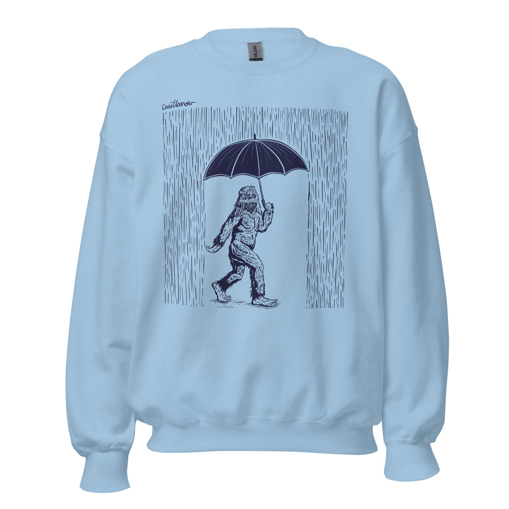 Bigfoot with Umbrella in Rain - Unisex Sweatshirt