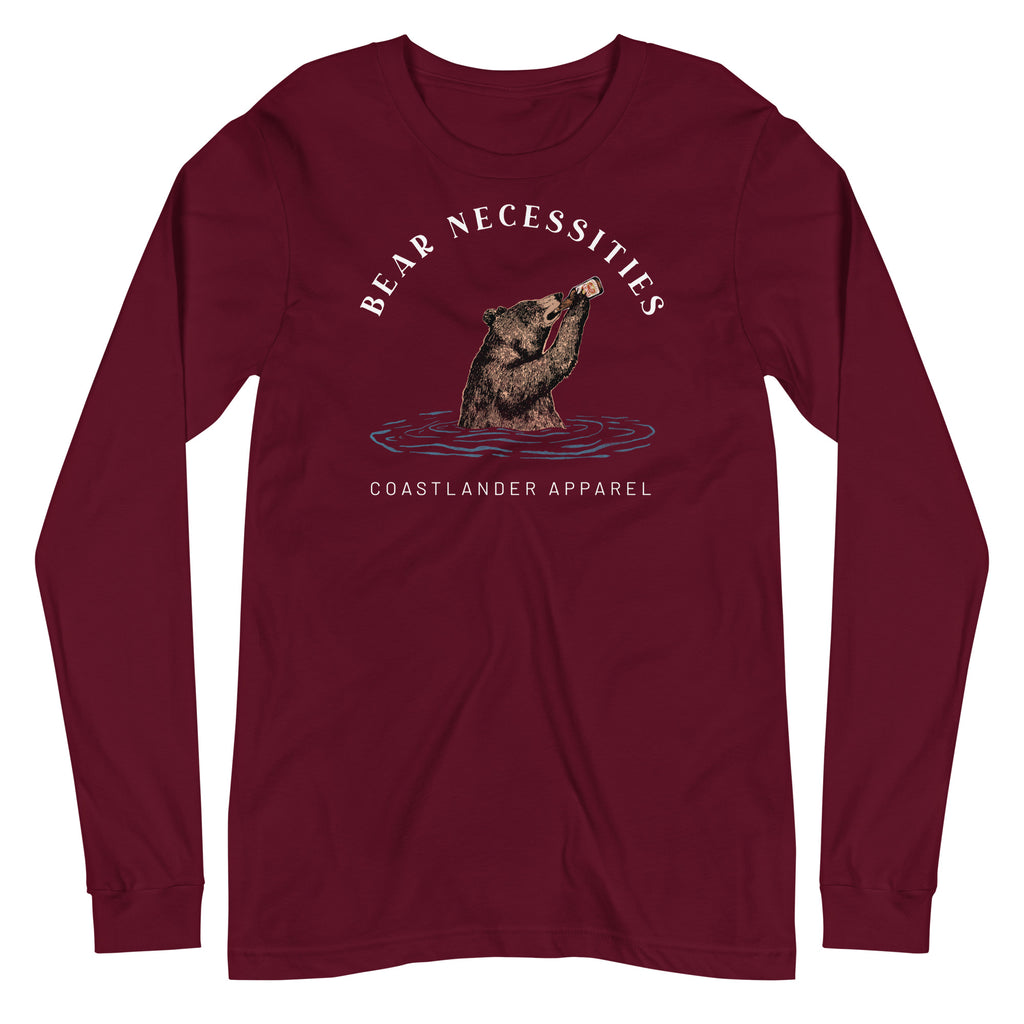 Bear Necessities - Bear Drinking Lucky Beer - Unisex Long Sleeve Tee